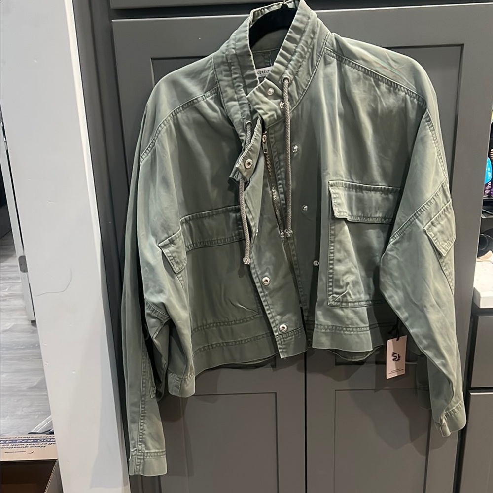 Sincerely Jules Green Utility Jacket with Stand-Up Collar